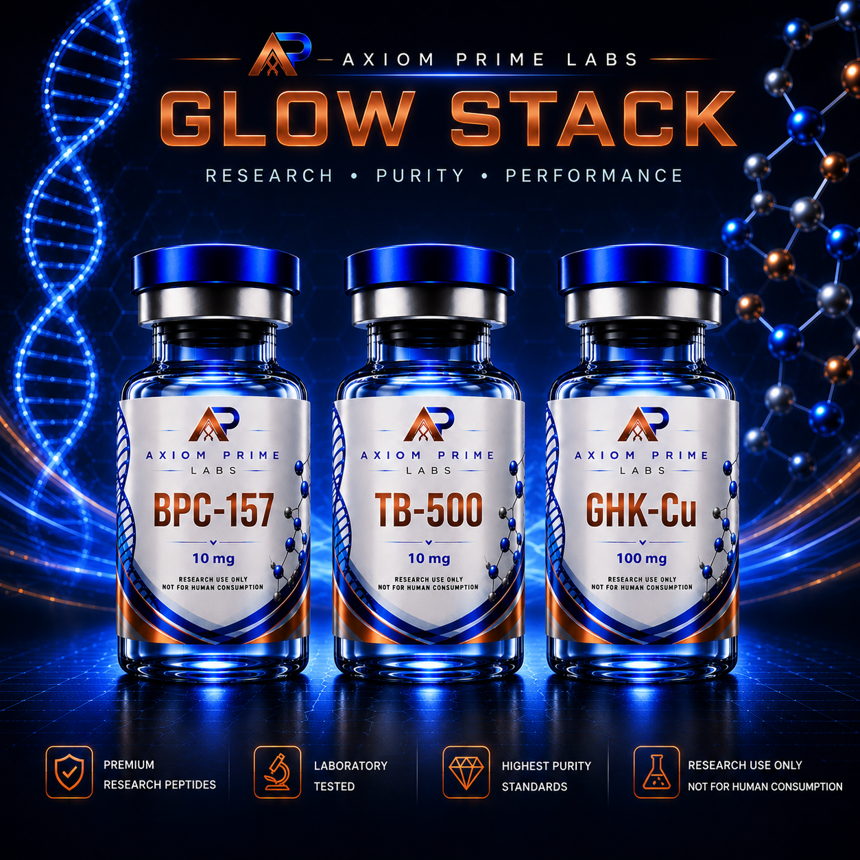 Glow Stack (70mg) BPC-157 + TB-500 + GHKCu